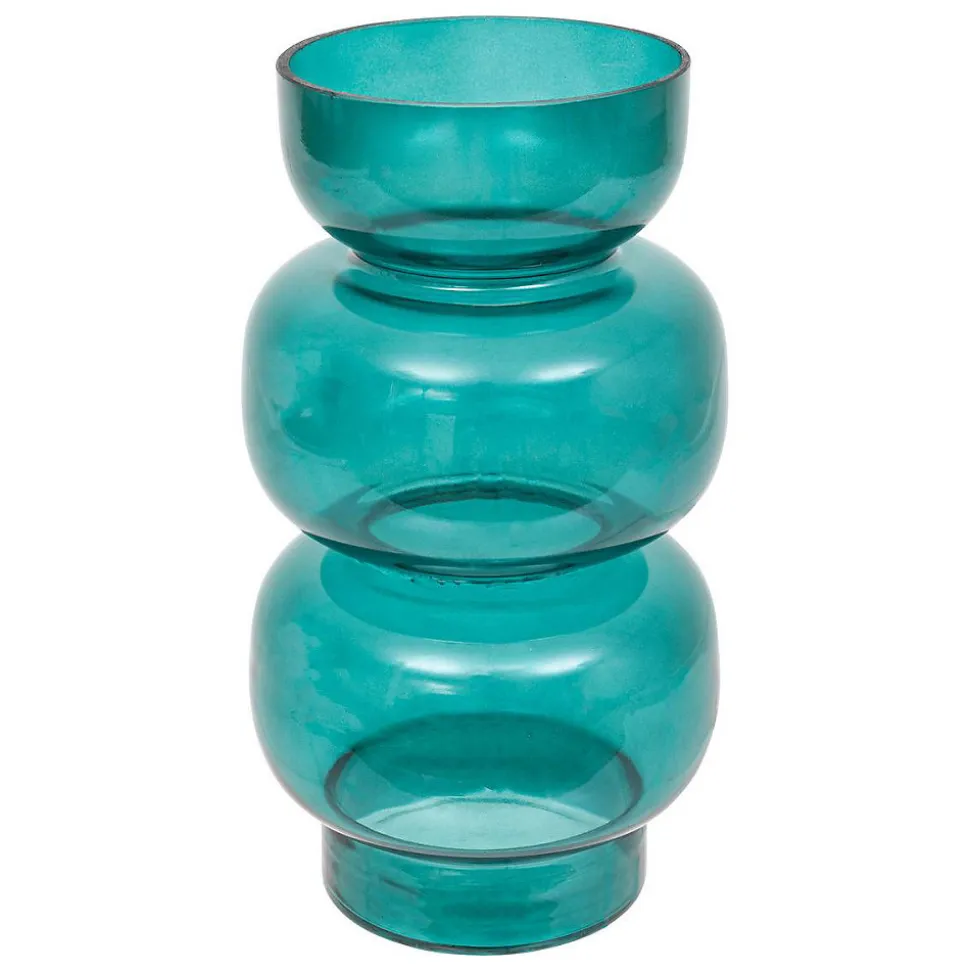 Vase en verre Be vintage H25cm bleu canard - Atmosphera