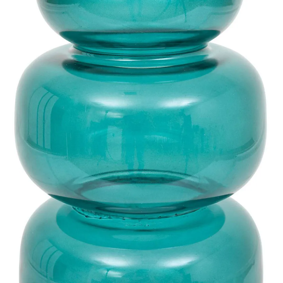 Vase en verre Be vintage H25cm bleu canard - Atmosphera