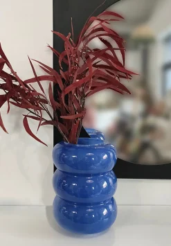 Vase en verre opaque fome boule bleu Ø16 x H.23 cm Ornami