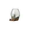 Vase en verre sur socle bois 13x10x11 cm