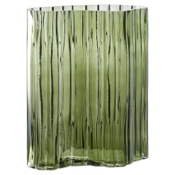 Vase en verre vert fumé élégant 21x12x26,5 cm