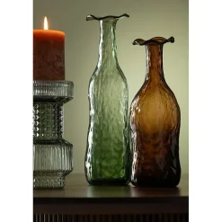 Vase en verre vert 9.5x9.5x33 cm