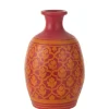 Vase fleurs en poterie rose 27x27x43 cm