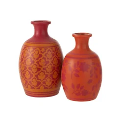 Vase fleurs en poterie rose 27x27x43 cm