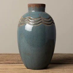 Vase gris bleu Grâce 15x9cm - CHEHOMA