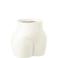 Vase hanche femme en céramique blanche 32.5x24.5x30.5 cm