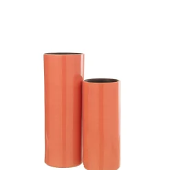Vase haut en céramique rose 15x15x37 cm