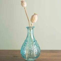 Vase Liseron bleu verre 15x9x9cm