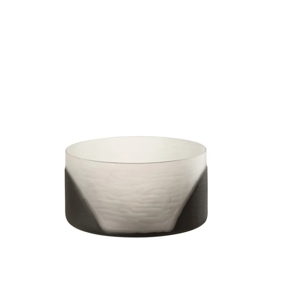 Vase plat bicolore en verre noir 25x25x13 cm