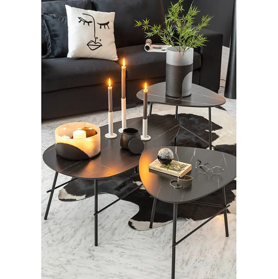 Vase plat bicolore en verre noir 25x25x13 cm