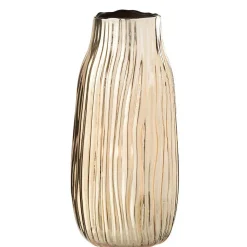 Vase rainures verre or medium 12x12x26cm