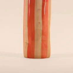 Vase rayures et perles rayé orange 20cm