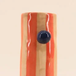 Vase rayures et perles rayé orange 20cm