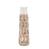 Vase rond en verre et fibres naturelles 34cm