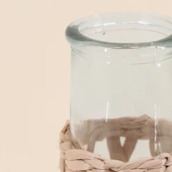 Vase rond en verre et fibres naturelles 34cm