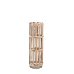 Vase rond en verre et fibres naturelles 19,7cm