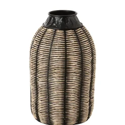 Vase rotin en bois noir 32x32x56 cm