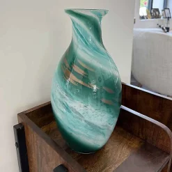 Vase Sablon vert verre 16x16x32cm