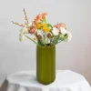 Vase tube feston en céramique vert H.15 cm Ornami