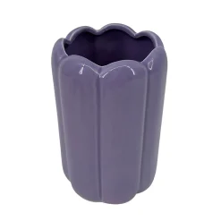 Vase tube feston en céramique violet parme H.20 cm Ornami
