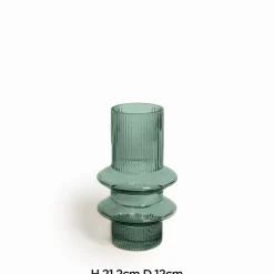 Vase verre Christy effet strié verre d'eau Ø12 x H.21,2cm JBY creation