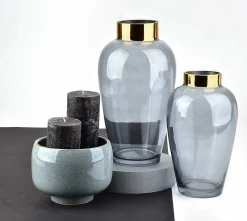 Vase Verre MONDEX SERENITE 17x17x33cm Gris fumé 1 pièce
