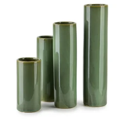 Vase Verre YVONNE Tube 7x7x15 cm Vert 1 pièce