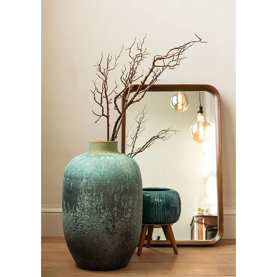 Vase vintage en céramique bleu 33.5x33.5x50.5 cm