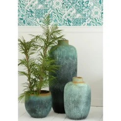 Vase vintage en céramique bleu 33.5x33.5x50.5 cm