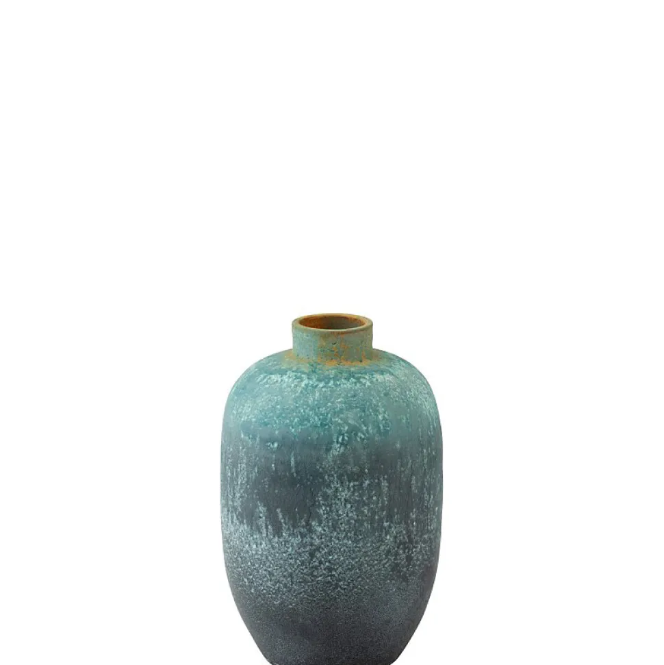 Vase vintage en céramique bleu 33.5x33.5x50.5 cm