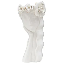 Vase visage femme en céramique blanche 14.8x13x29 cm