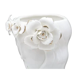 Vase visage femme en céramique blanche 14.8x13x29 cm