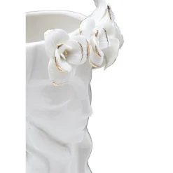 Vase visage femme en céramique blanche 14.8x13x29 cm