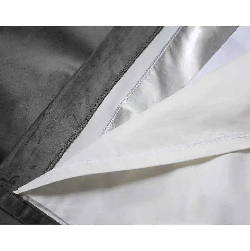 Venise - Rideau phonique Velours Galon fronceur Gris MC09 130 x 260 (LxH)