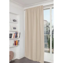 Venise - Rideau phonique Velours Galon fronceur Beige MC15 130 x 260 (LxH)