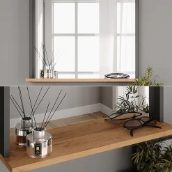 Vicco miroir mural Anthracite/chêne doré 57x60cm avec miroir