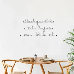 Vis chaque instant ris tous les jours aime au-delà des mots - Sculpture fil de fer 60-75 cm - Bijoux de mur