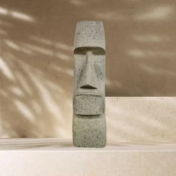 Visage moaï allongé en pierre 60 cm