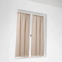 Vitrage à la paire - Effet carreaux ajourés style Kelsch (60x140 cm - Beige)