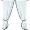 Vitrage bonne femme blanc à volant - 75x160cm - Blanc