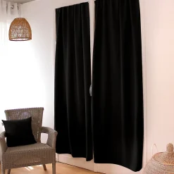 Vitrage occultant uni noir - 90x210cm - Noir