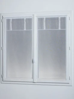Vitrage tamisant filet passe-tringle finition ourlet blanc H.190 x l.70cm Rocle