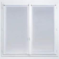 Vitrage tamisant Huka coloris blanc-gris H.190 x l.70cm