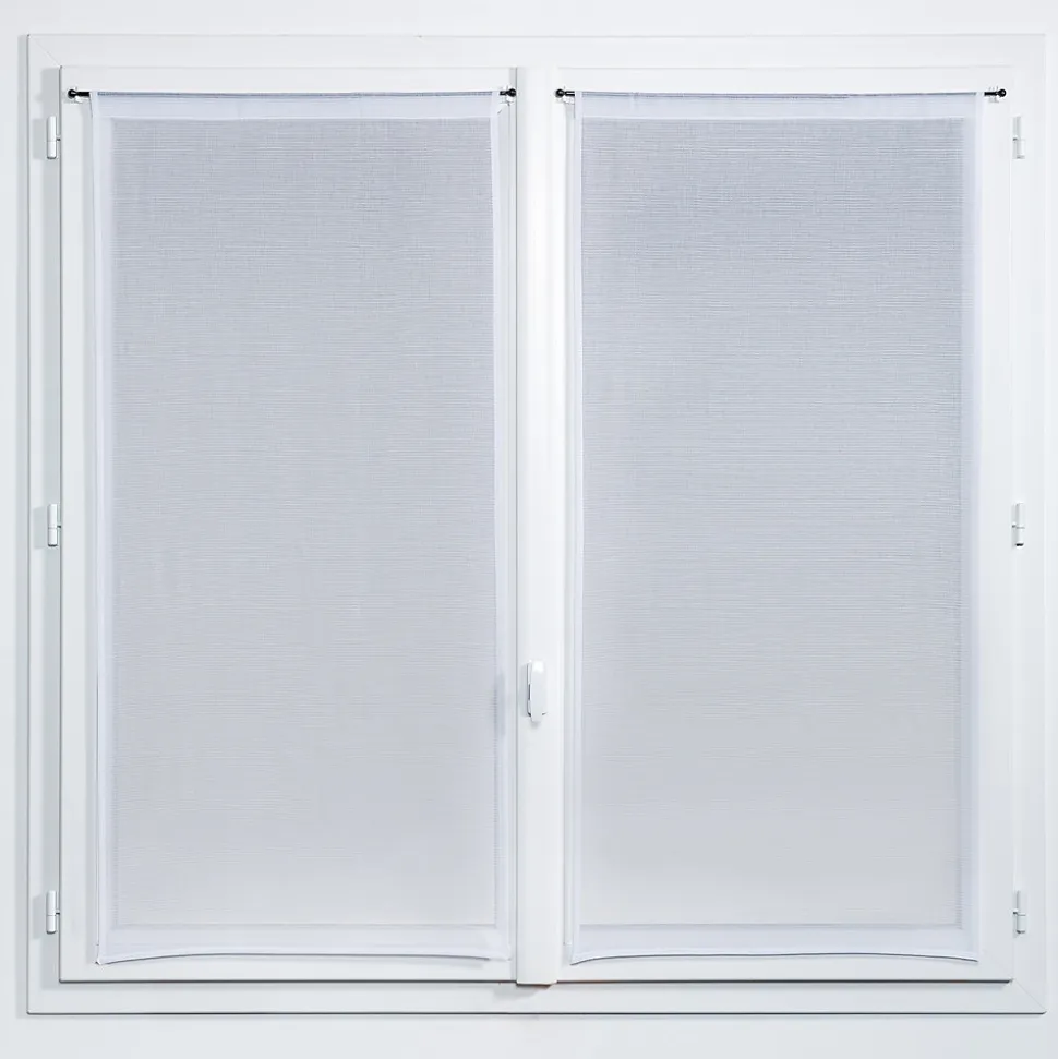Vitrage tamisant Huka coloris blanc-gris H.90 x l.45cm