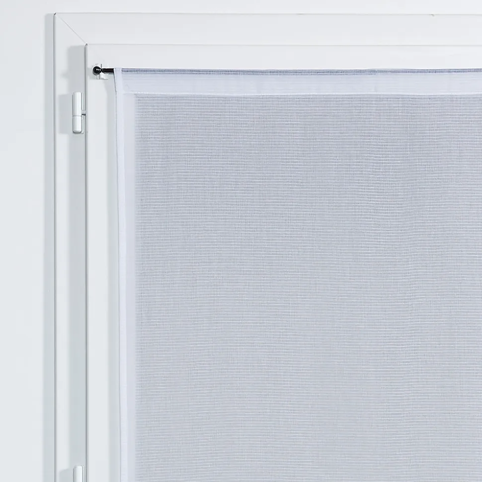 Vitrage tamisant Huka coloris blanc-gris H.90 x l.45cm