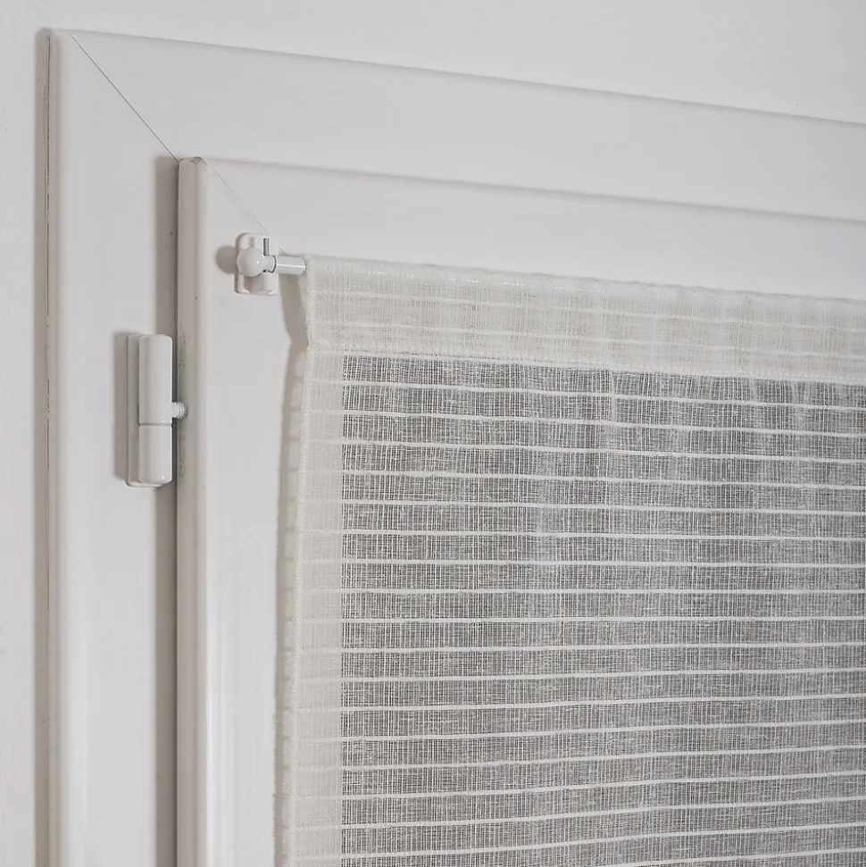 Vitrage tamisant rayures horizontales poly-lin passe-tringle Seraphine blanc H.90 x l.45cm Rocle
