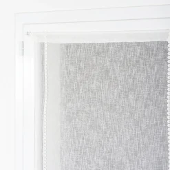 Vitrage tamisant uni avec bande de petits cœurs passe-tringle Mélodie blanc H.90 x l.45cm Rocle