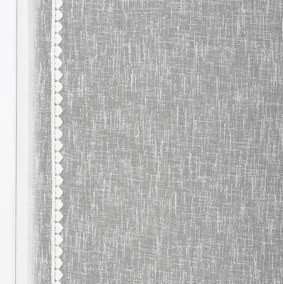 Vitrage tamisant uni avec bande de petits cœurs passe-tringle Mélodie blanc H.90 x l.45cm Rocle