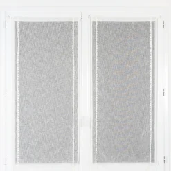 Vitrage tamisant uni avec bande de petits cœurs passe-tringle Mélodie blanc H.160 x l.60cm Rocle