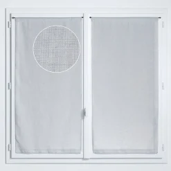 Vitrage tamisant uni poly-lin passe-tringle Gabin gris H.190 x l.70cm Rocle